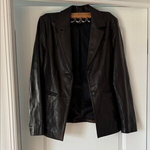 Black Leather Women's Blazer